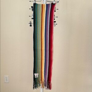 Red and Green Woven Fringe Scarves